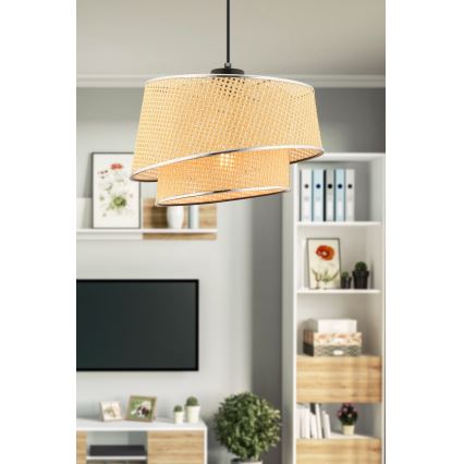 Pendelleuchte BARETTE an Kabel 1xE27/60W/230V beige/glänzender Chrom