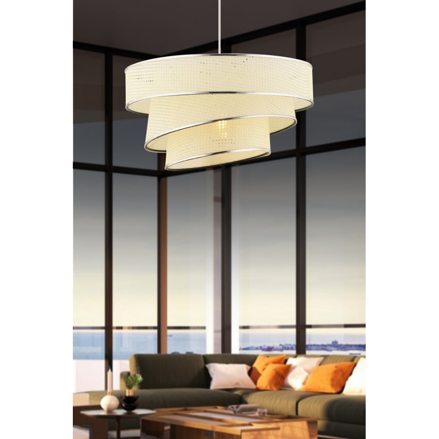 Pendelleuchte COUPER, 1x E27/60W/230V, weiß/glänzender Chrom