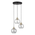 Pendelleuchte DEVI mit Kabelaufhängung, 3xE27/15W/230V, schwarz/klar