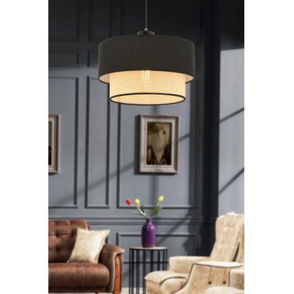 Pendelleuchte ECHO mit Kabel 1xE27/60W/230V schwarz/beige