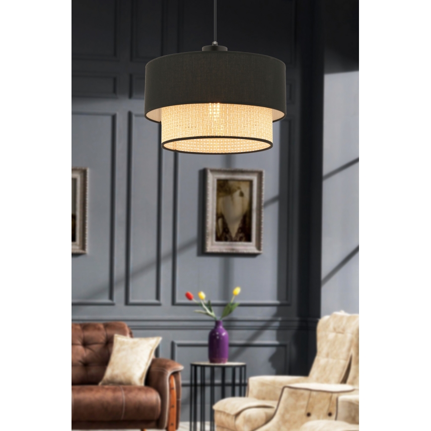 Pendelleuchte ECHO mit Kabel 1xE27/60W/230V schwarz/beige