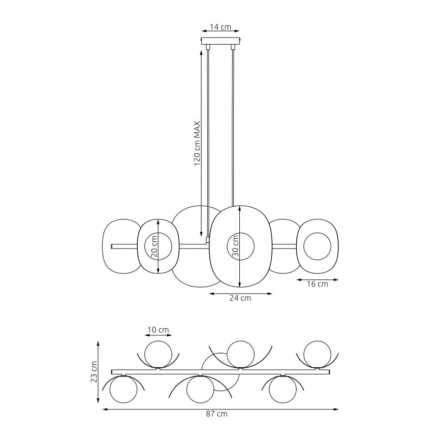 Pendelleuchte ELEMENTI 6xG9/8W/230V weiß