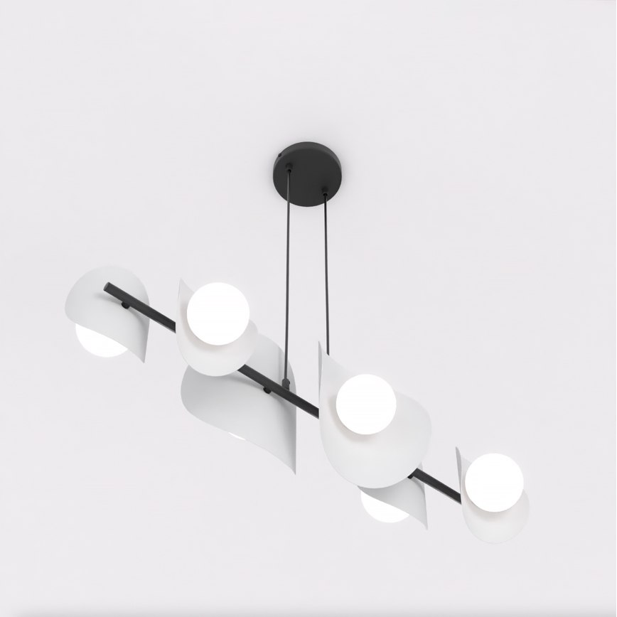 Pendelleuchte ELEMENTI mit Seilaufhängung, 6× G9, 8 W, 230 V, grau