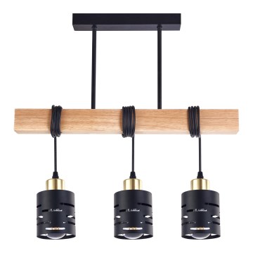 Pendelleuchte ELEN mit Seilaufhängung 3xE27/35W/230V schwarz/gold/braun