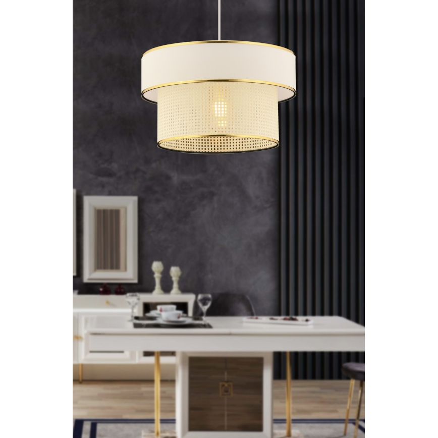 Pendelleuchte ERO mit Kabelaufhängung, 1xE27/60W/230V, creme/gold