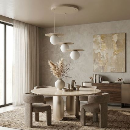 Pendelleuchte FLAT mit Seilaufhängung, 3xE27/15W/230V, Beige
