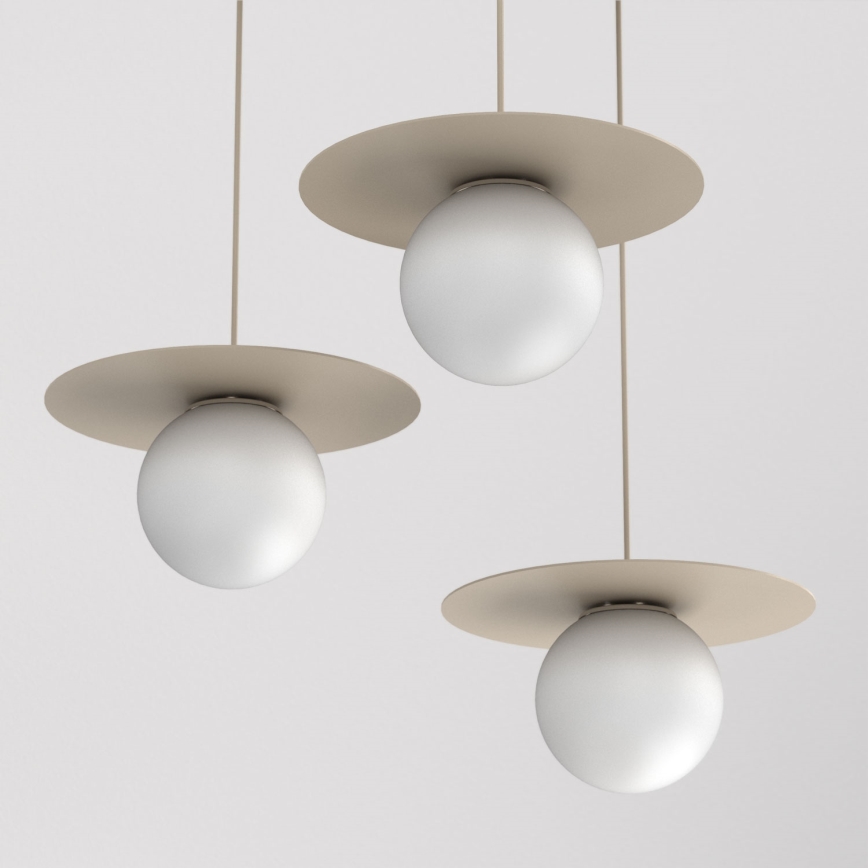 Pendelleuchte FLAT mit Seilaufhängung, 3xE27/15W/230V, Beige