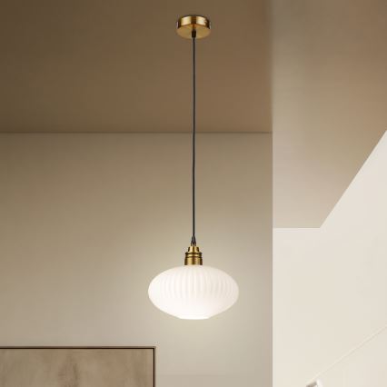 Pendelleuchte HECTOR 1xE27/15W/230V weiß/messing Ø 25 cm