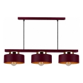 Pendelleuchte IGNIA mit Kabel, 3x E27/60W/230V, weinrot/gold