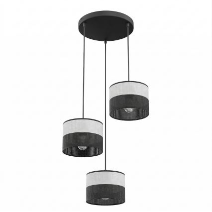 Pendelleuchte KARBON an Kabel 3xE27/15W/230V schwarz/grau
