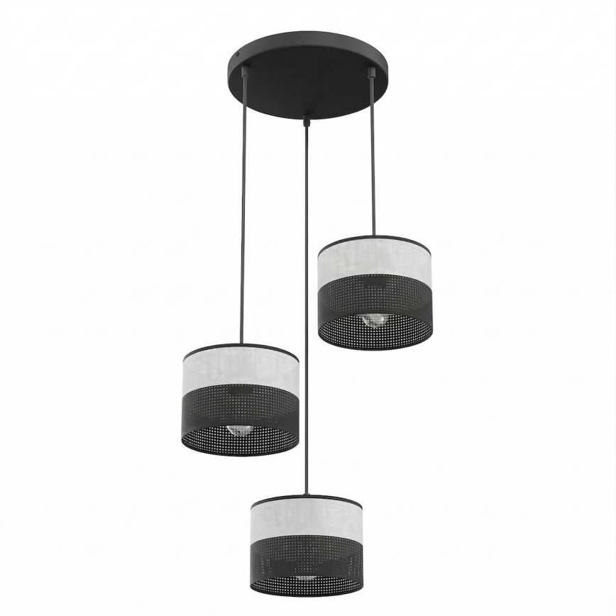 Pendelleuchte KARBON an Kabel 3xE27/15W/230V schwarz/grau