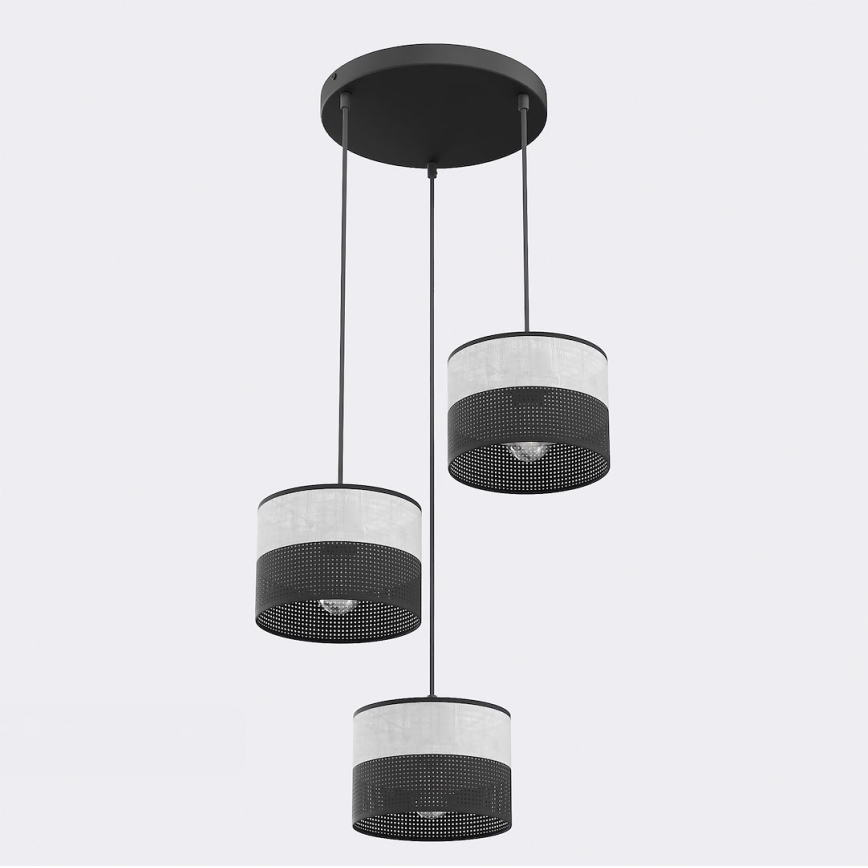 Pendelleuchte KARBON an Kabel 3xE27/15W/230V schwarz/grau