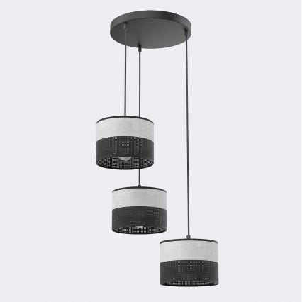 Pendelleuchte KARBON an Kabel 3xE27/15W/230V schwarz/grau