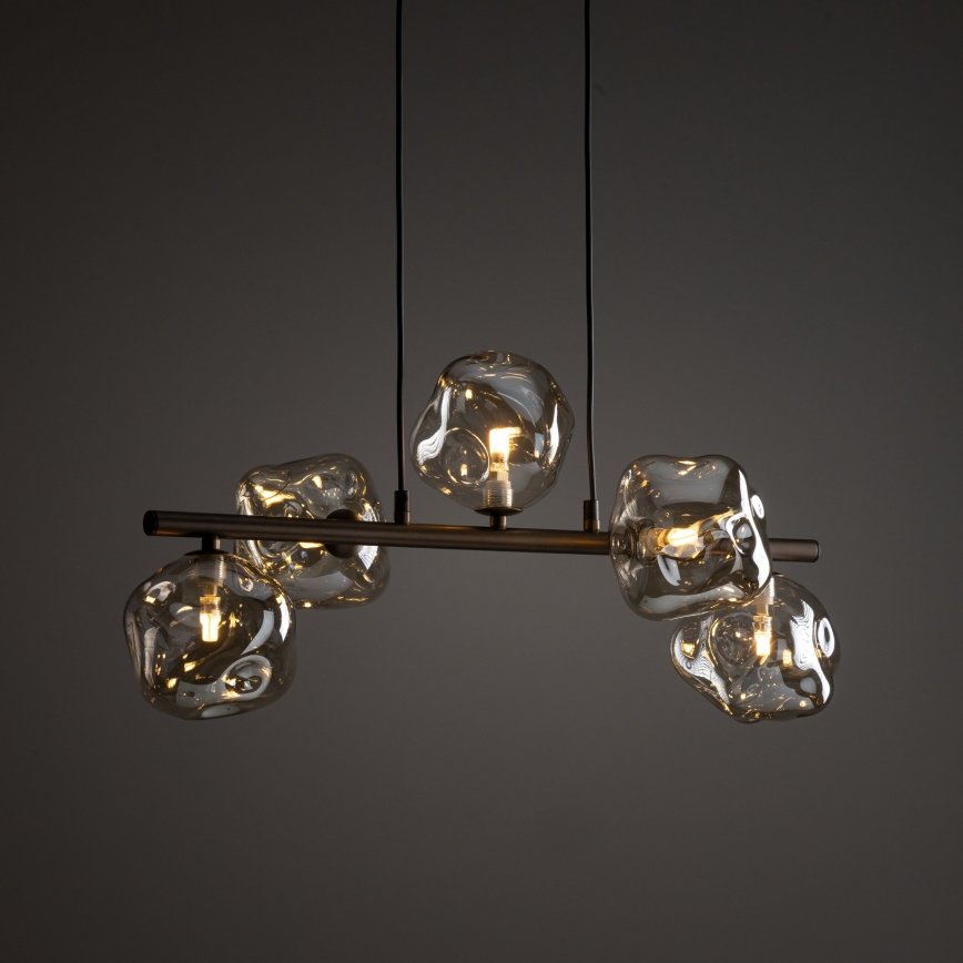 Pendelleuchte LAVA an Kabel 5xG9/8W/230V Bronze/rauchiges Beige