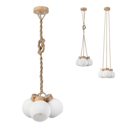 Pendelleuchte LOOMIS 3xE27/15W/230V 130 cm Beige/Eiche