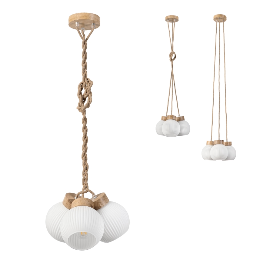 Pendelleuchte LOOMIS 3xE27/15W/230V 130 cm Beige/Eiche
