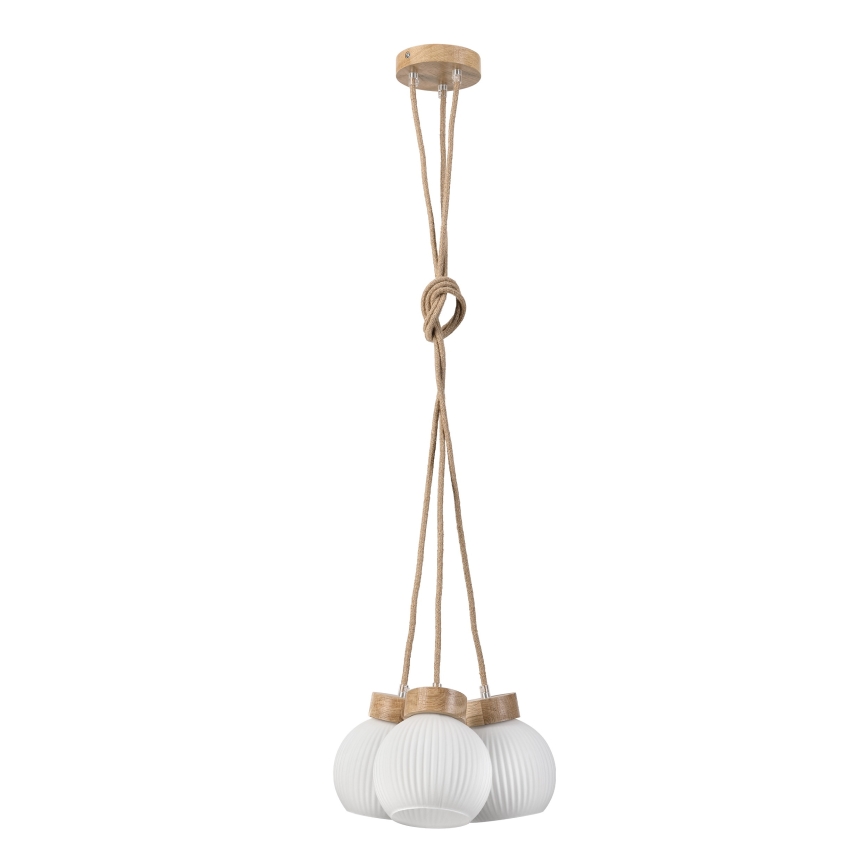 Pendelleuchte LOOMIS 3xE27/15W/230V 130 cm Beige/Eiche