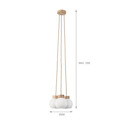 Pendelleuchte LOOMIS 3xE27/15W/230V 130 cm Beige/Eiche