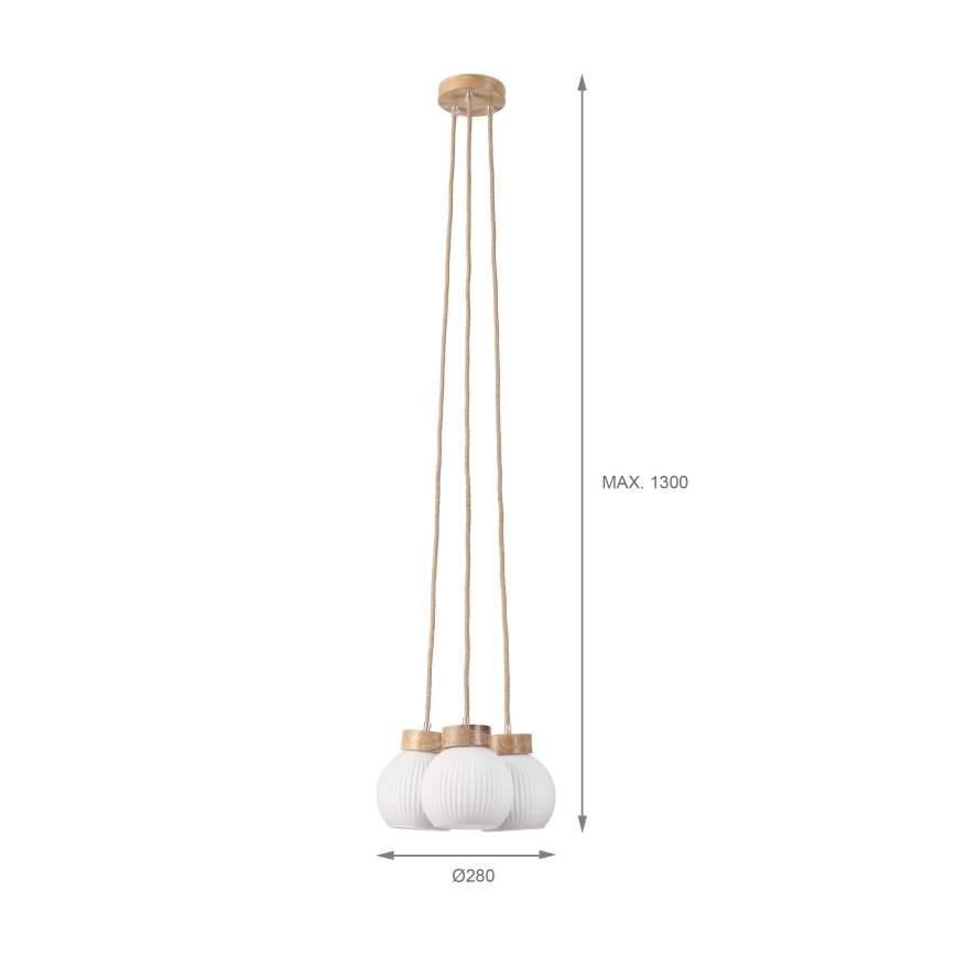 Pendelleuchte LOOMIS 3xE27/15W/230V 130 cm Beige/Eiche