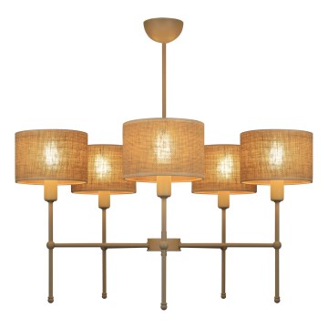 Pendelleuchte MADELA mit Stange 5xE14/40W/230V, Jute/Beige