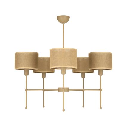 Pendelleuchte MADELA mit Stange 5xE14/40W/230V, Jute/Beige