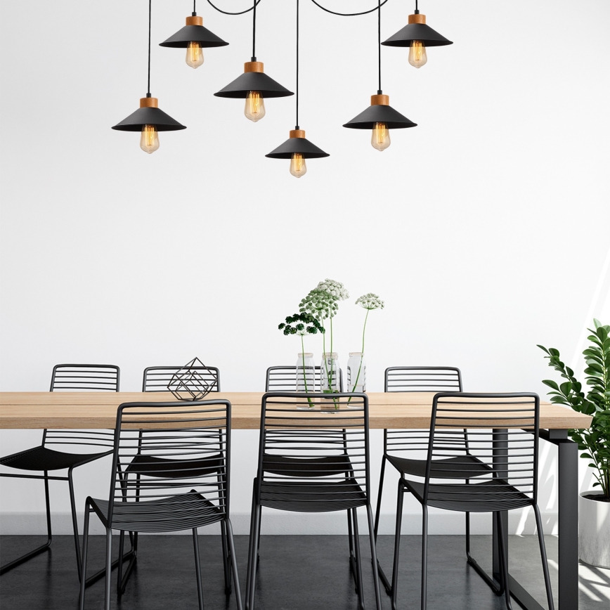 Pendelleuchte MANAVGAT, 6xE27/40W/230V, im Spinnen-Design, schwarz/braun