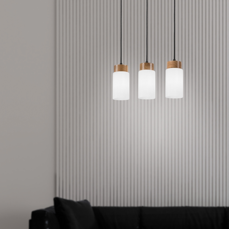 Pendelleuchte MARKUS 3xE27/15W/230V schwarz/Eiche