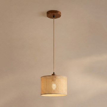 Pendelleuchte mit Kabel AIDA 1x E27/15W/230V Ø 25 cm Eiche/Raffia