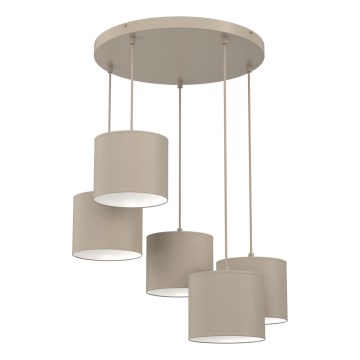 Pendelleuchte mit Kabel ARDEN 5xE27/15W/230V Ø 44 cm, beige