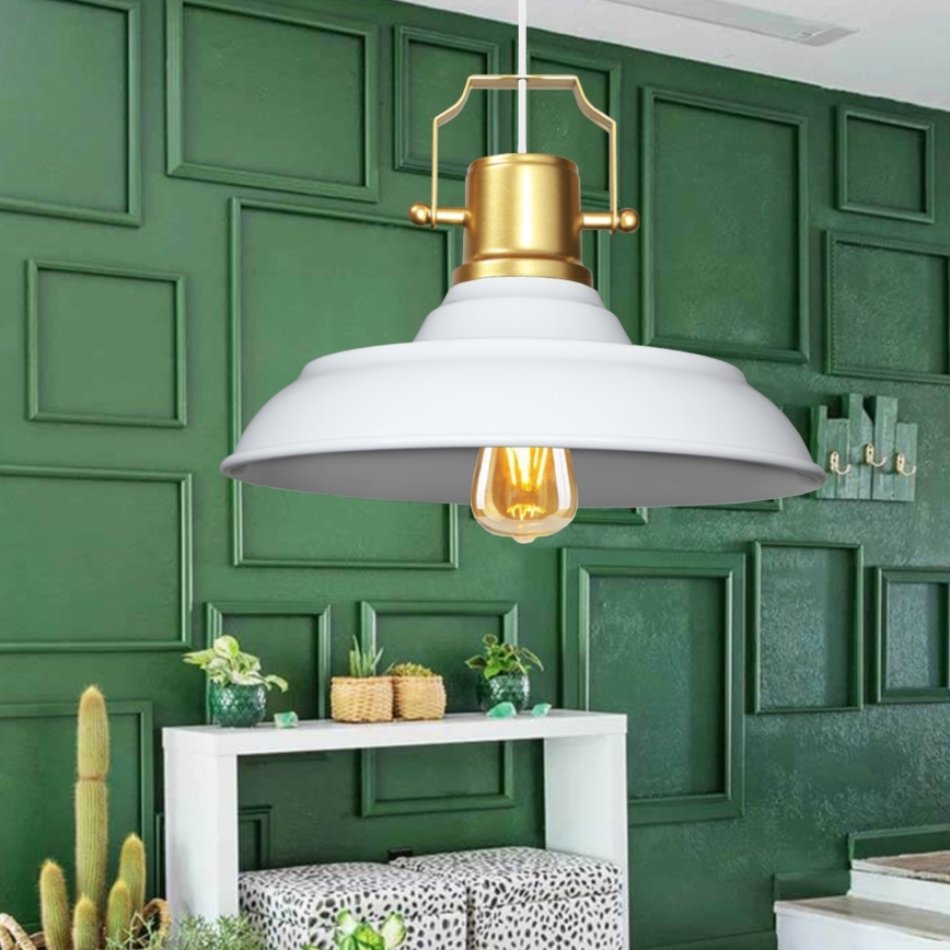 Pendelleuchte mit Kabel AYD 1xE27/40W/230V weiß/gold