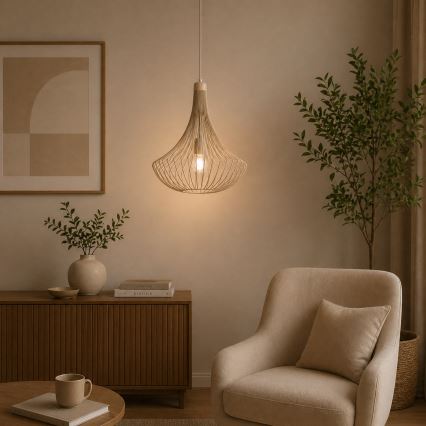Pendelleuchte mit Kabel BALERINA 1xE27/15W/230V, beige