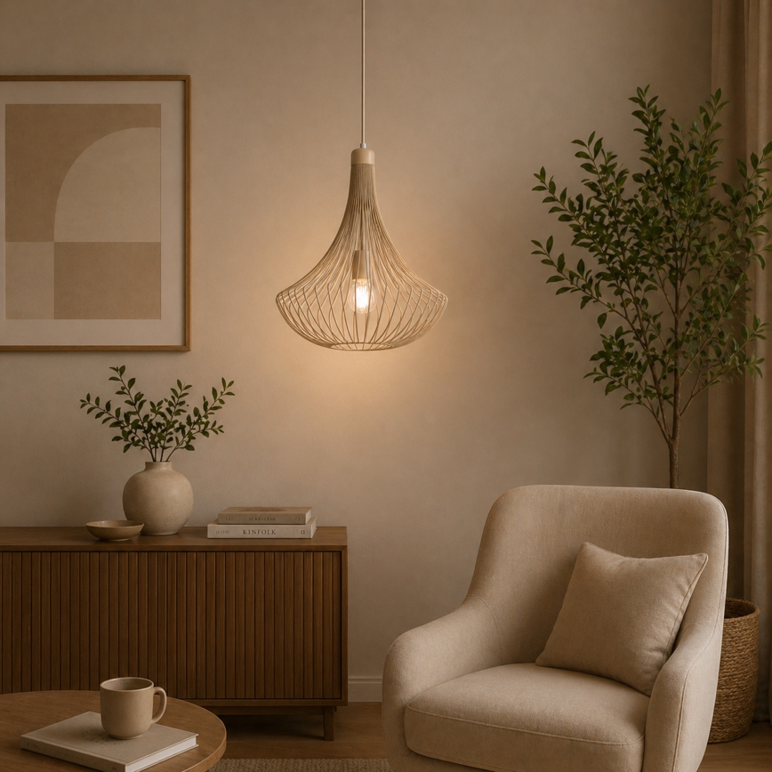 Pendelleuchte mit Kabel BALERINA 1xE27/15W/230V, beige