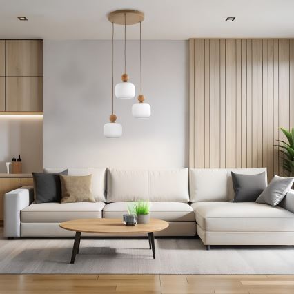 Pendelleuchte mit Kabel BALLO 3xE14/10W/230V beige