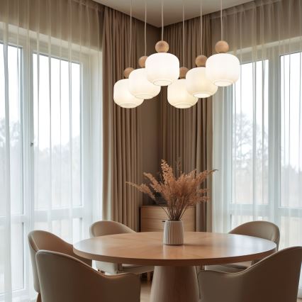 Pendelleuchte mit Kabel BALLO 6xE14/10W/230V beige