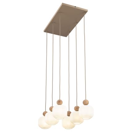 Pendelleuchte mit Kabel BALLO 6xE14/10W/230V beige
