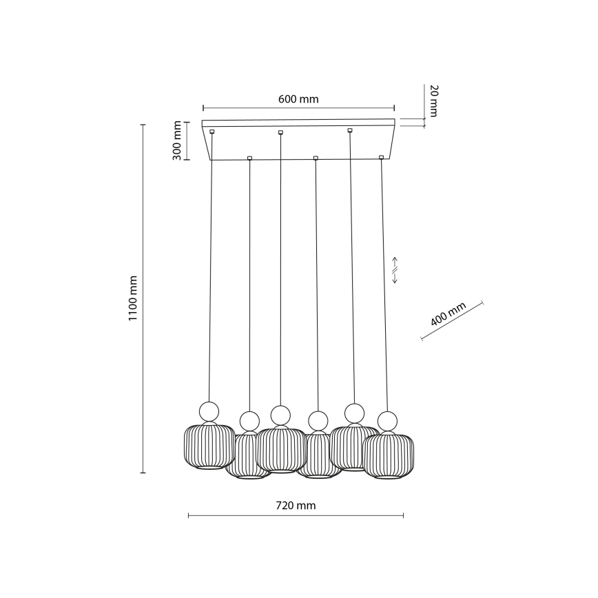 Pendelleuchte mit Kabel BALLO 6xE14/10W/230V beige