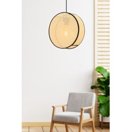Pendelleuchte mit Kabel BIG DRUM 1xE27/60W/230V beige/schwarz