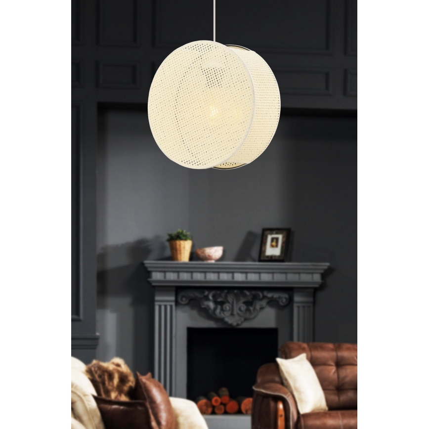 Pendelleuchte mit Kabel BIG DRUM 1xE27/60W/230V, cremefarben