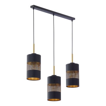 Pendelleuchte mit Kabel BOGART 3xE27/15W/230V schwarz/gold