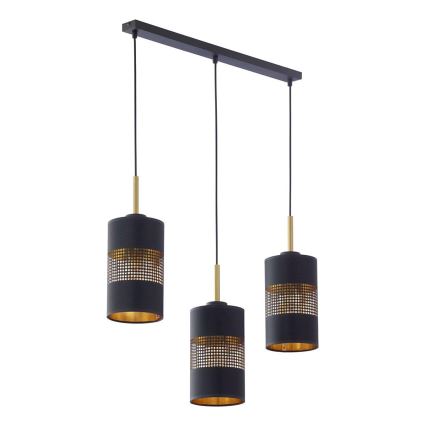 Pendelleuchte mit Kabel BOGART 3xE27/15W/230V schwarz/gold