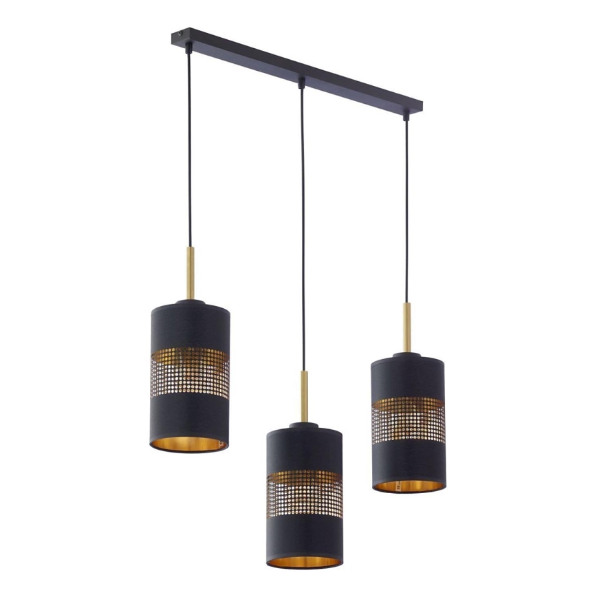 Pendelleuchte mit Kabel BOGART 3xE27/15W/230V schwarz/gold