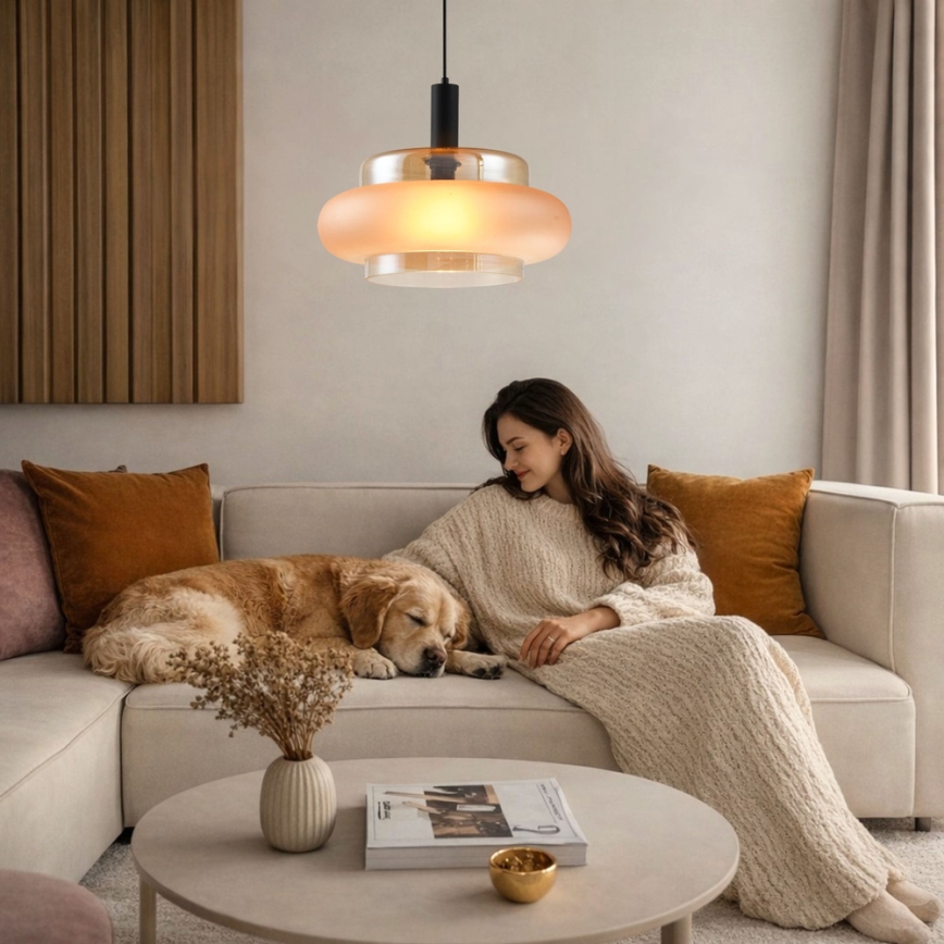 Pendelleuchte mit Kabel BRIZI 1xE27/40W/230V beige/rauchfarben