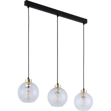 Pendelleuchte mit Kabel DEVON 3xE27/15W/230V schwarz/klar