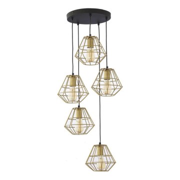 Pendelleuchte mit Kabel DIAMOND 5xE27/15W/230V schwarz/gold