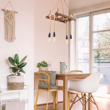 Pendelleuchte mit Kabel EREBOS 4xE27/40W/230V braun