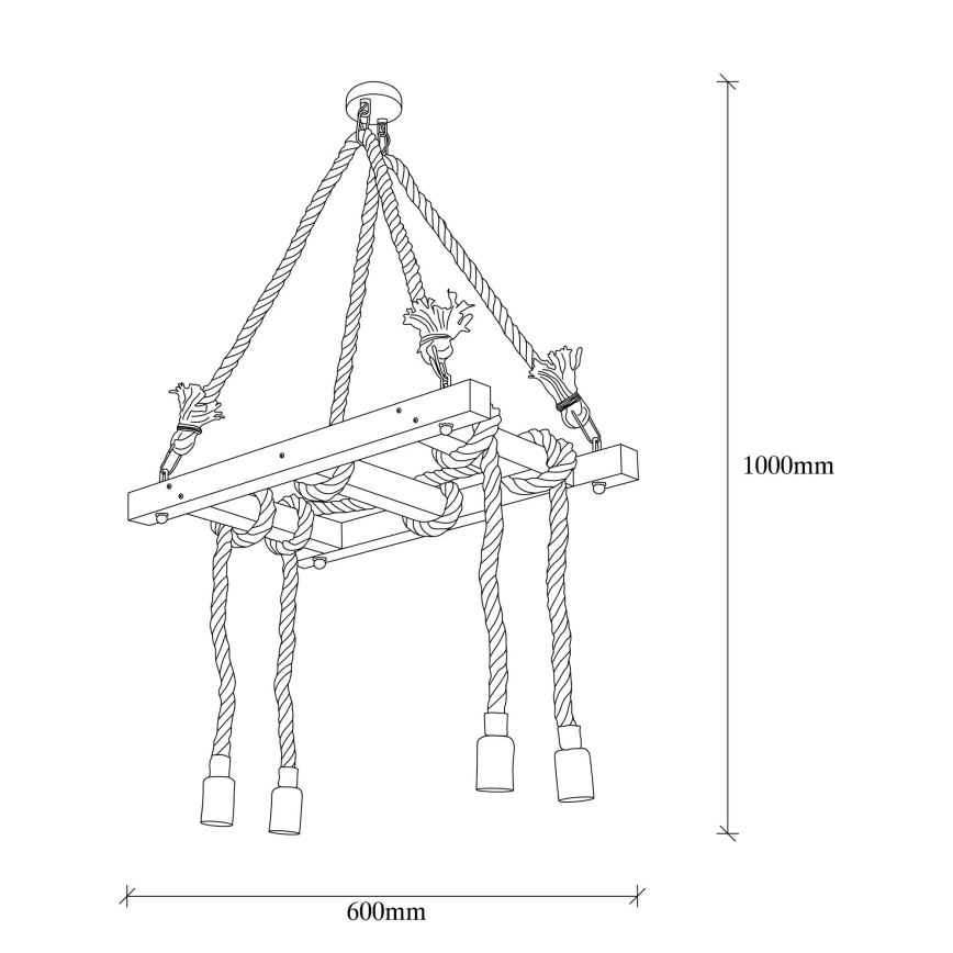 Pendelleuchte mit Kabel EREBOS 4xE27/40W/230V braun