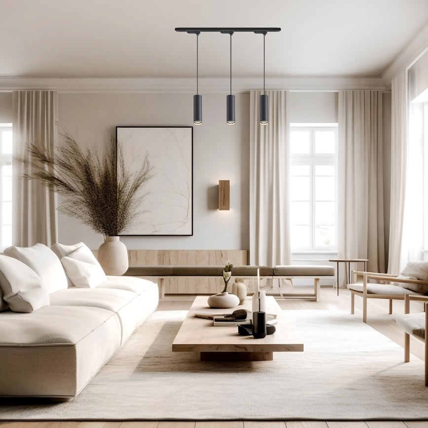 Pendelleuchte mit Kabel für das Schienensystem PIPE 3xGU10/10W/230V schwarz