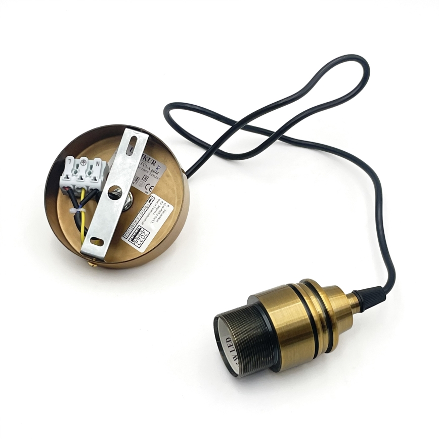 Pendelleuchte mit Kabel HECTOR 1xE27/15W/230V weiß/messing Ø 20 cm