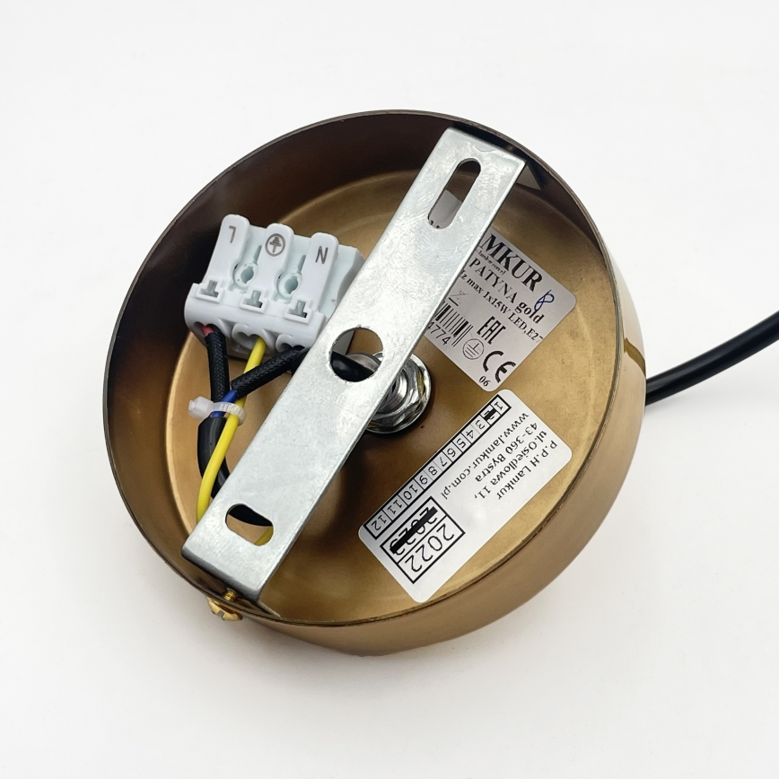 Pendelleuchte mit Kabel HECTOR 1xE27/15W/230V weiß/messing Ø 20 cm