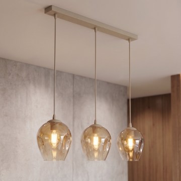 Pendelleuchte mit Kabel ISTAR 3xE27/15W/230V beige/rauchbeige
